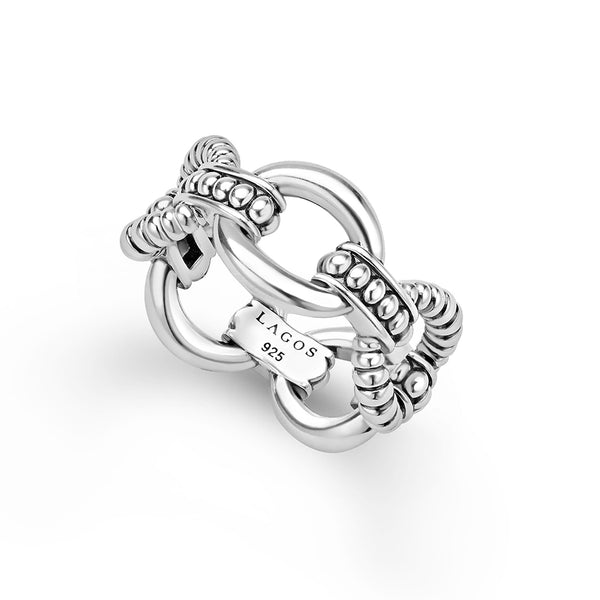 Signature Caviar Sterling Silver Caviar Link Ring – LAGOS