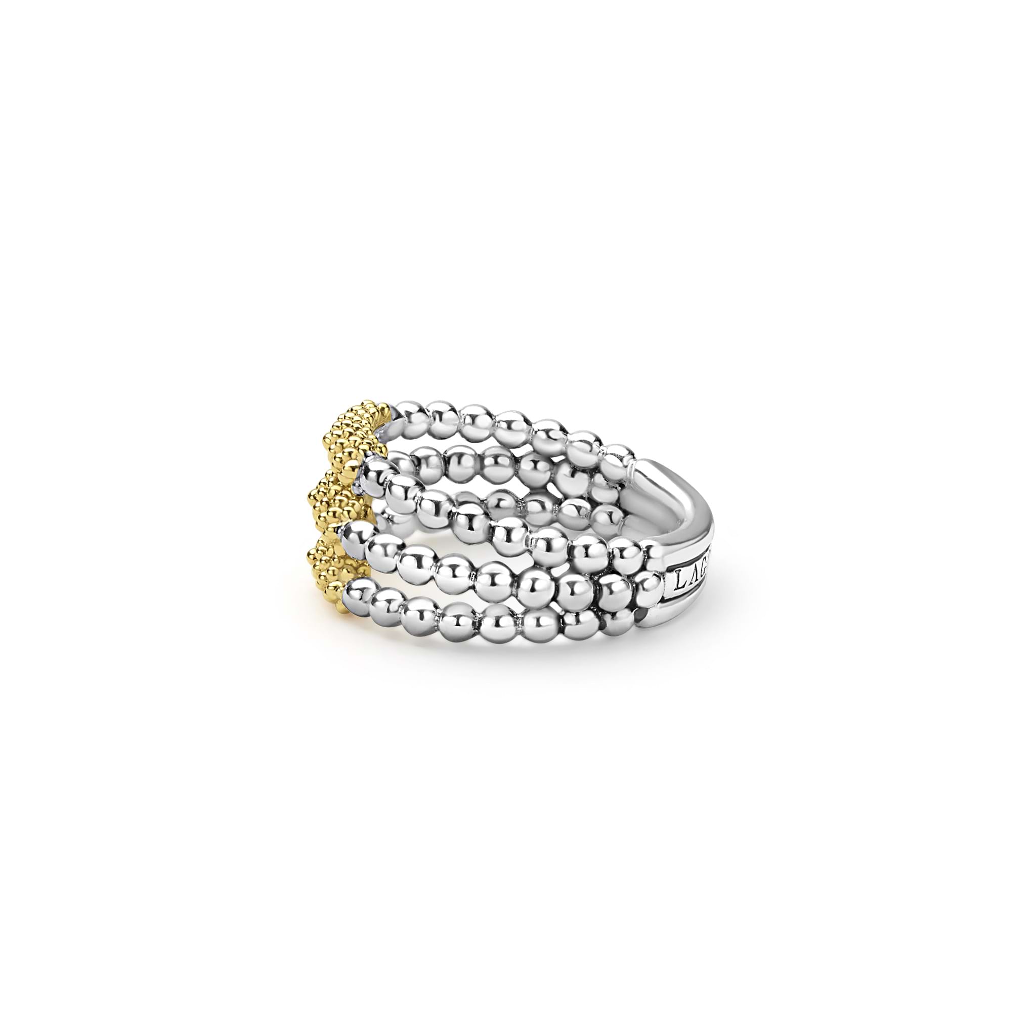 Caviar Icon Two-Tone Caviar Three Row Ring