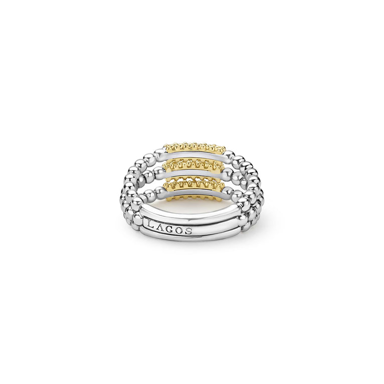 Caviar Icon Two-Tone Caviar Three Row Ring