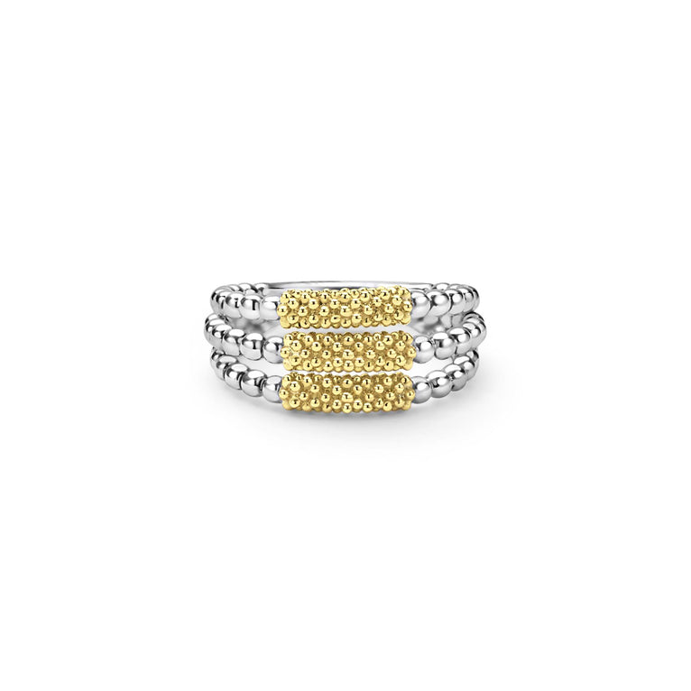 Caviar Icon Two-Tone Caviar Three Row Ring