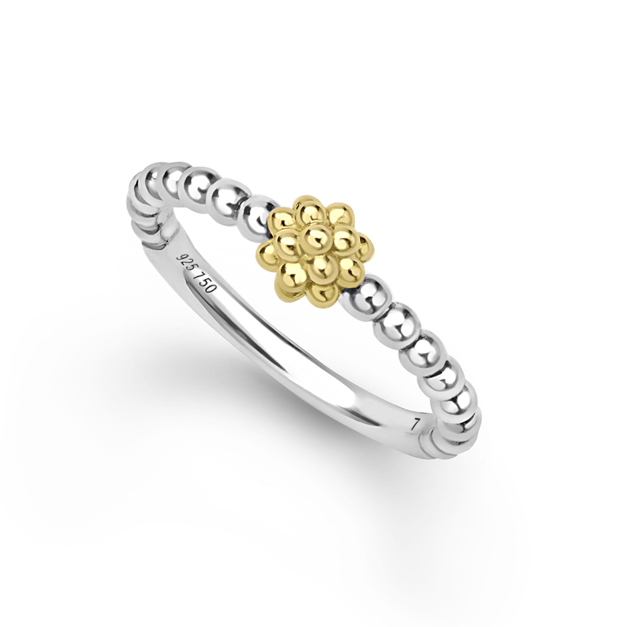 Front view of Two-Toned Caviar Stacking Ring (5 mm)