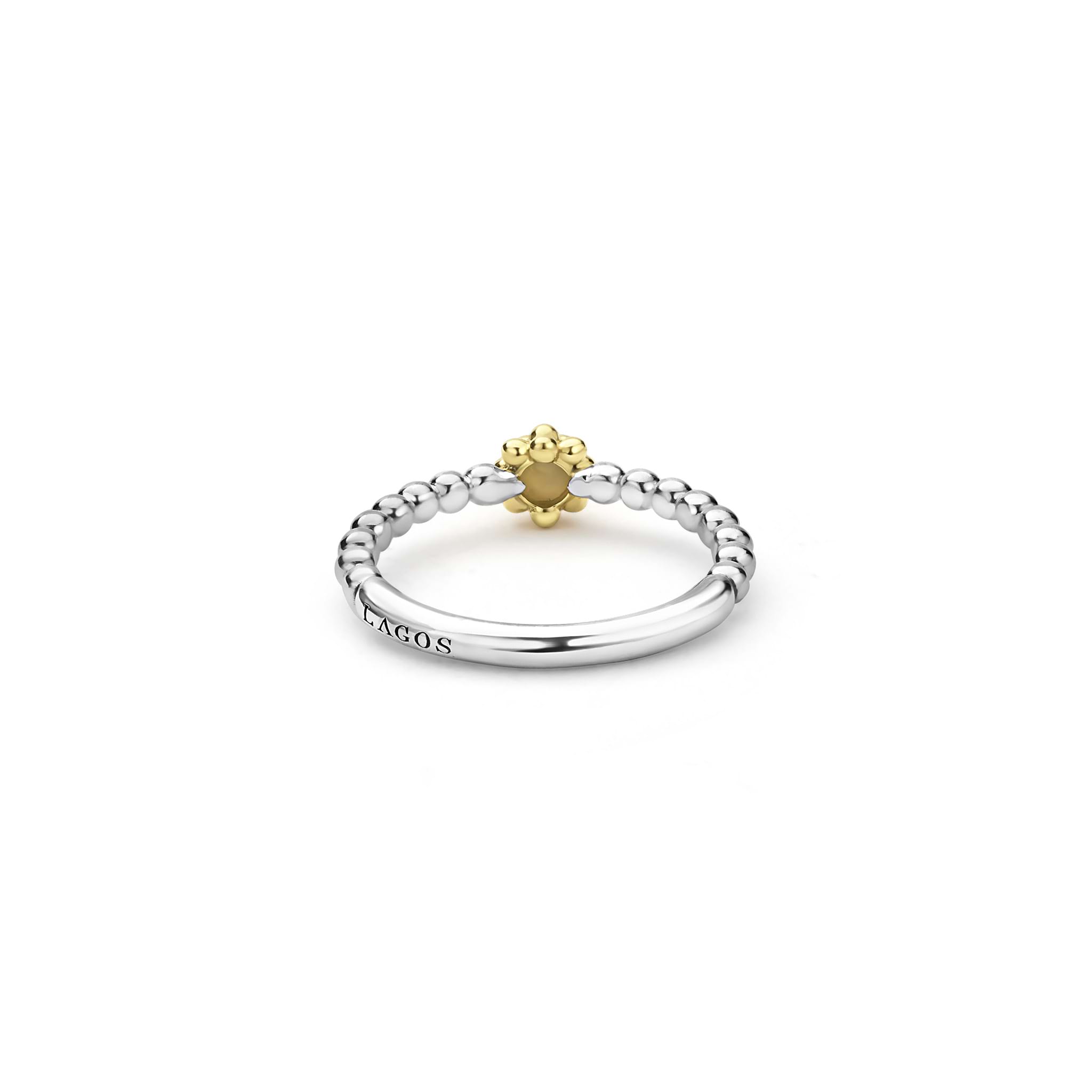 Back view of Two-Toned Caviar Stacking Ring (5 mm)
