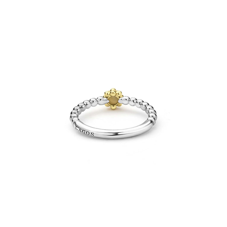 Back view of Two-Toned Caviar Stacking Ring (5 mm)