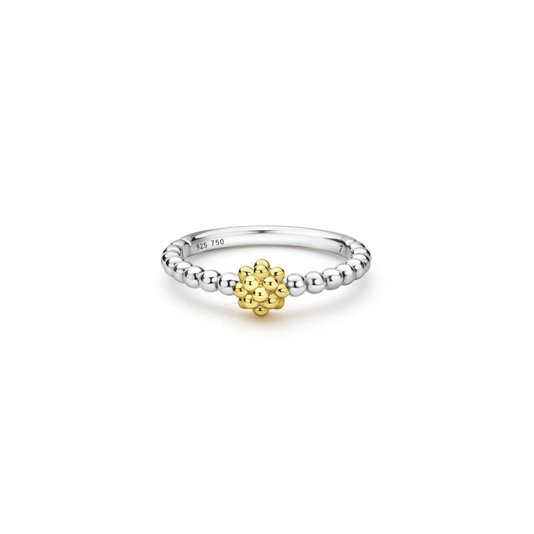 Front view laying down of the Two-Toned Caviar Stacking Ring (5 mm)