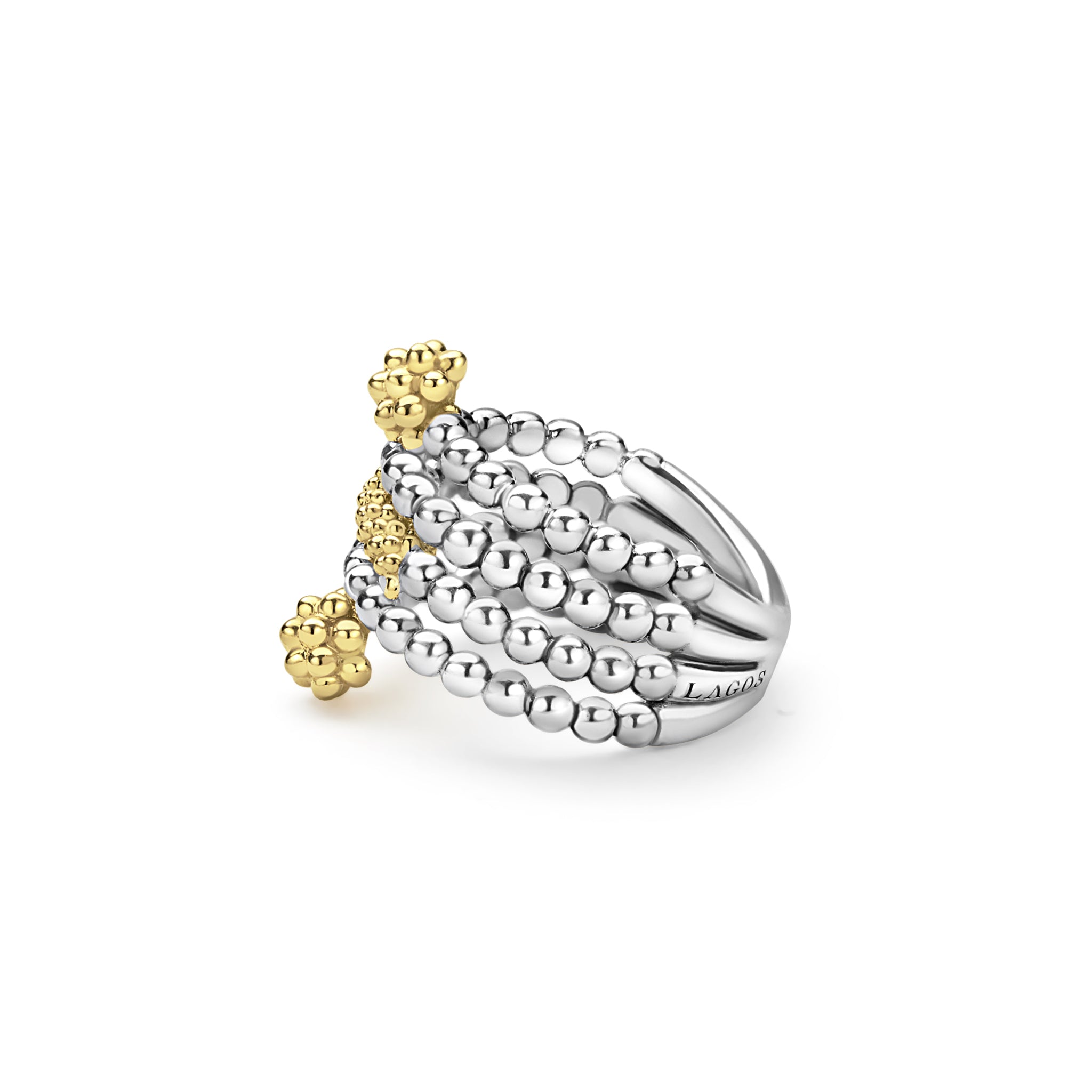side view of Two-toned Beaded Ring
