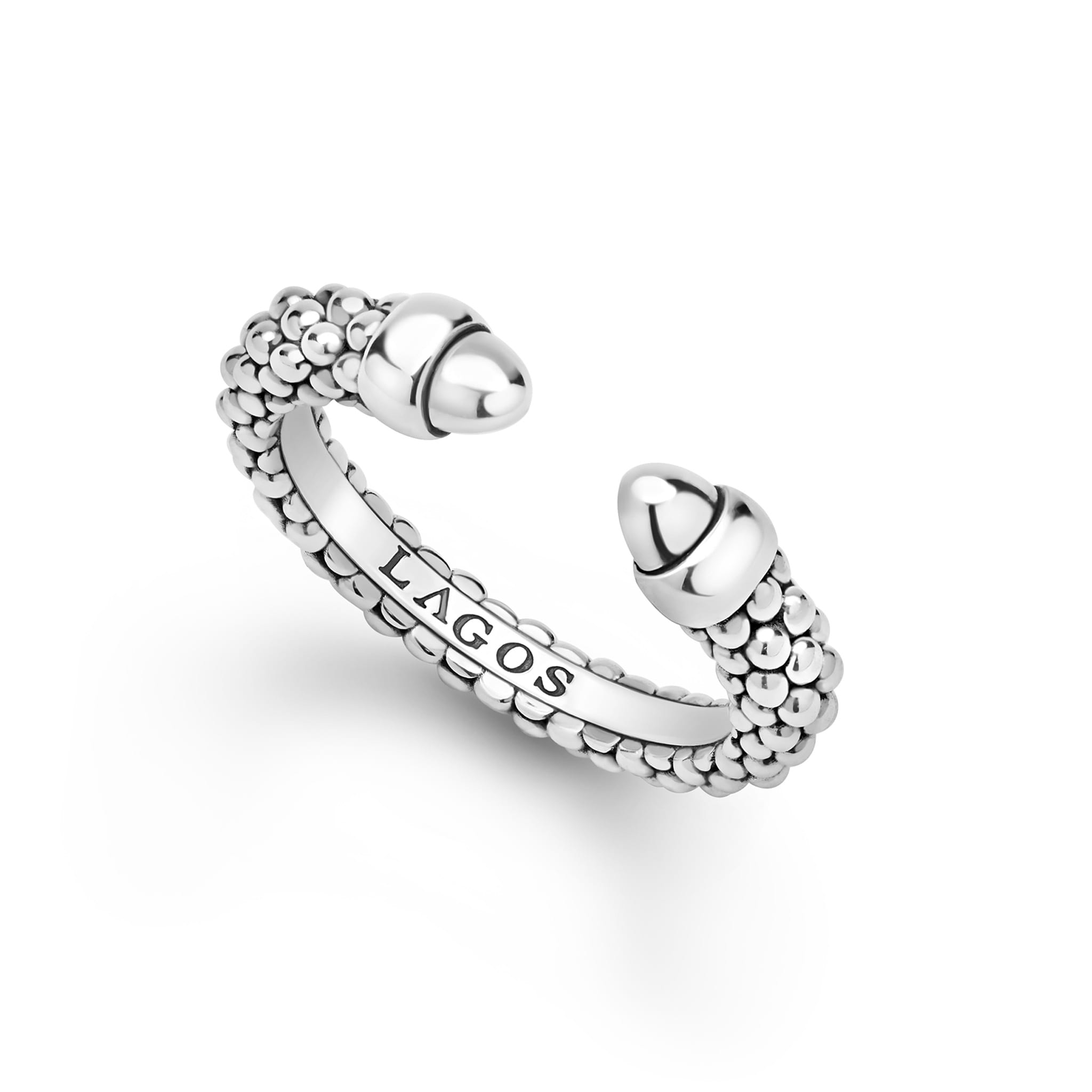 Signature Caviar Silver Caviar Beaded Versa Stacking Ring