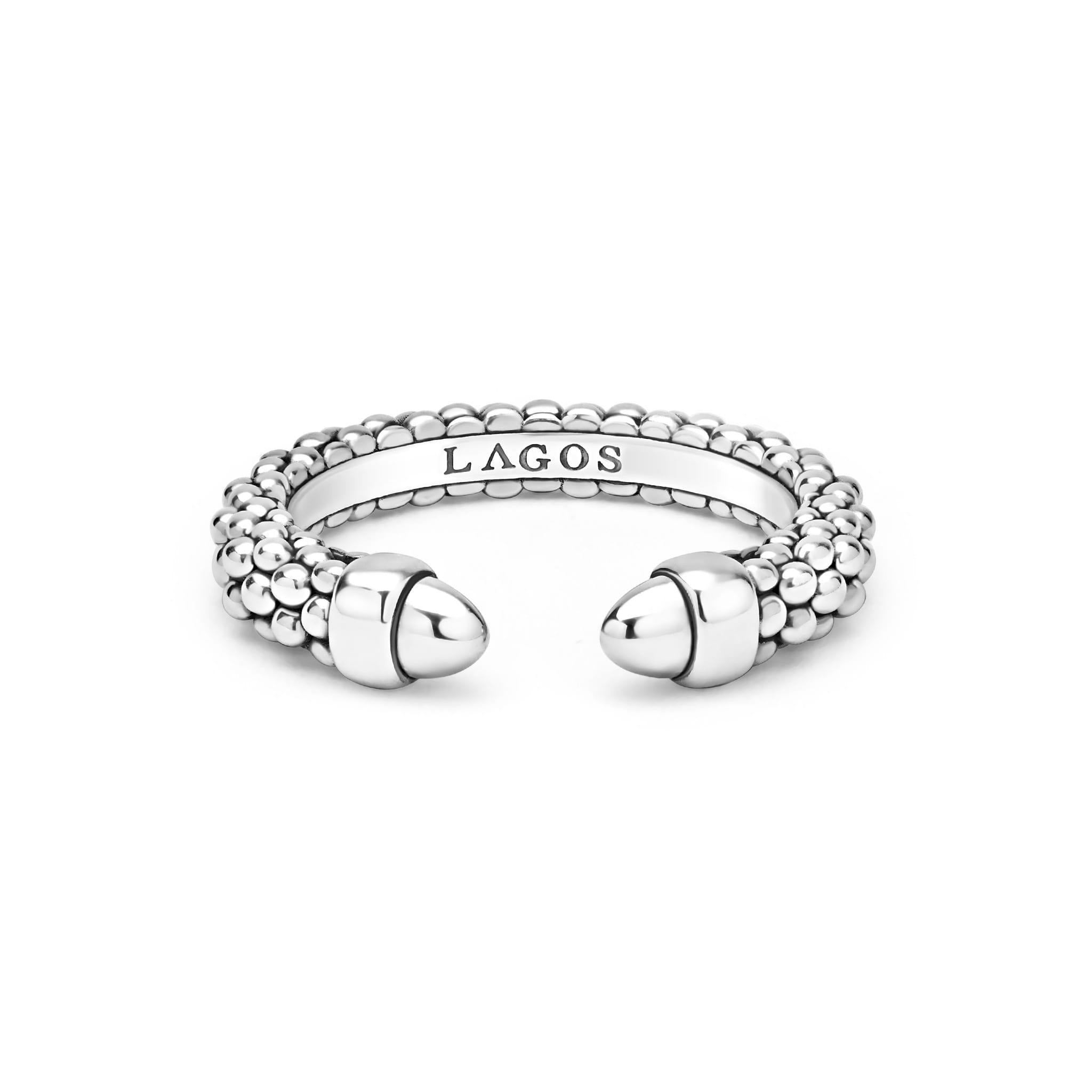 Signature Caviar Silver Caviar Beaded Versa Stacking Ring