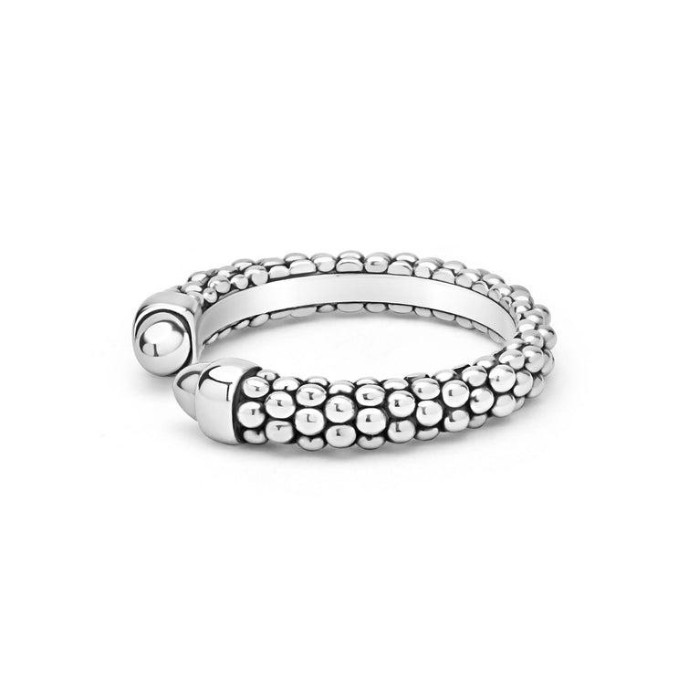 Signature Caviar Silver Caviar Beaded Versa Stacking Ring