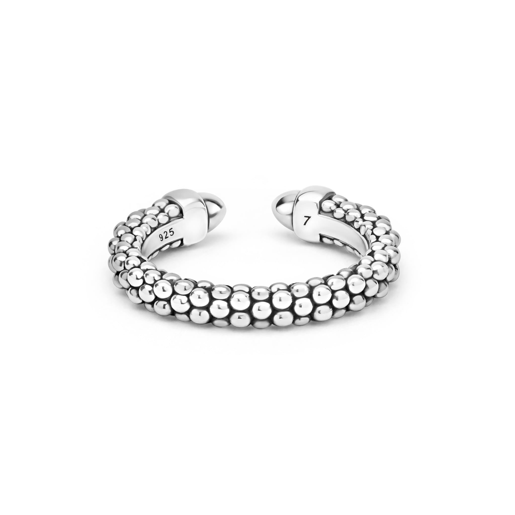 Signature Caviar Silver Caviar Beaded Versa Stacking Ring
