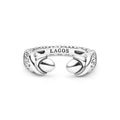 Sterling Silver Embrace Versa Ring by LAGOS featuring open-ended design, caviar beading, and bulb-shaped knot ends with X detail, symbolizing connection and strength.