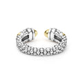 Signature Caviar Two-Tone Station Versa Stacking Ring in sterling silver with 18K gold accents, featuring intricate caviar beading.