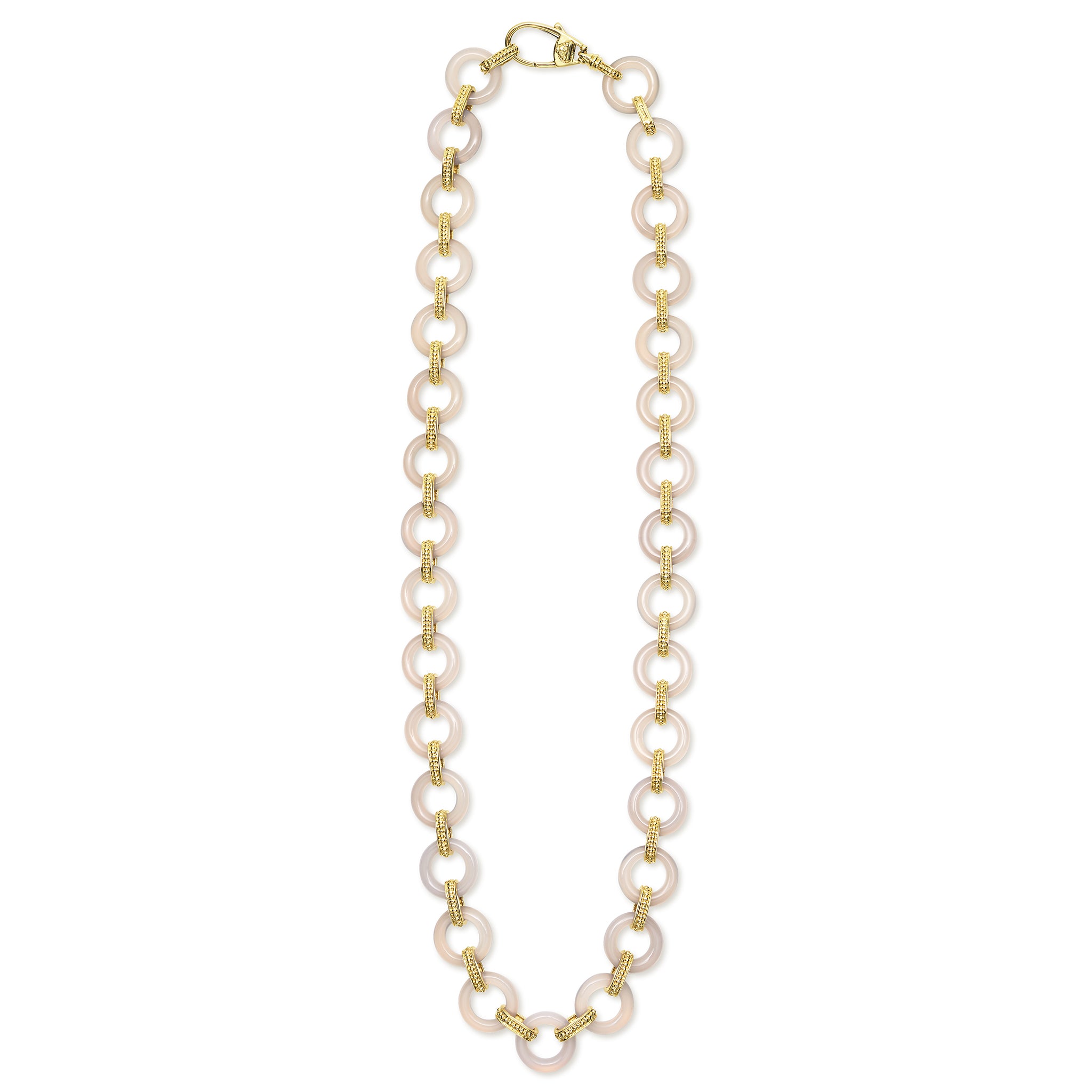 Caviar Gold Grey Agate and 18K Gold Caviar Link Necklace