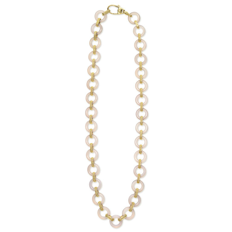 Caviar Gold Grey Agate and 18K Gold Caviar Link Necklace
