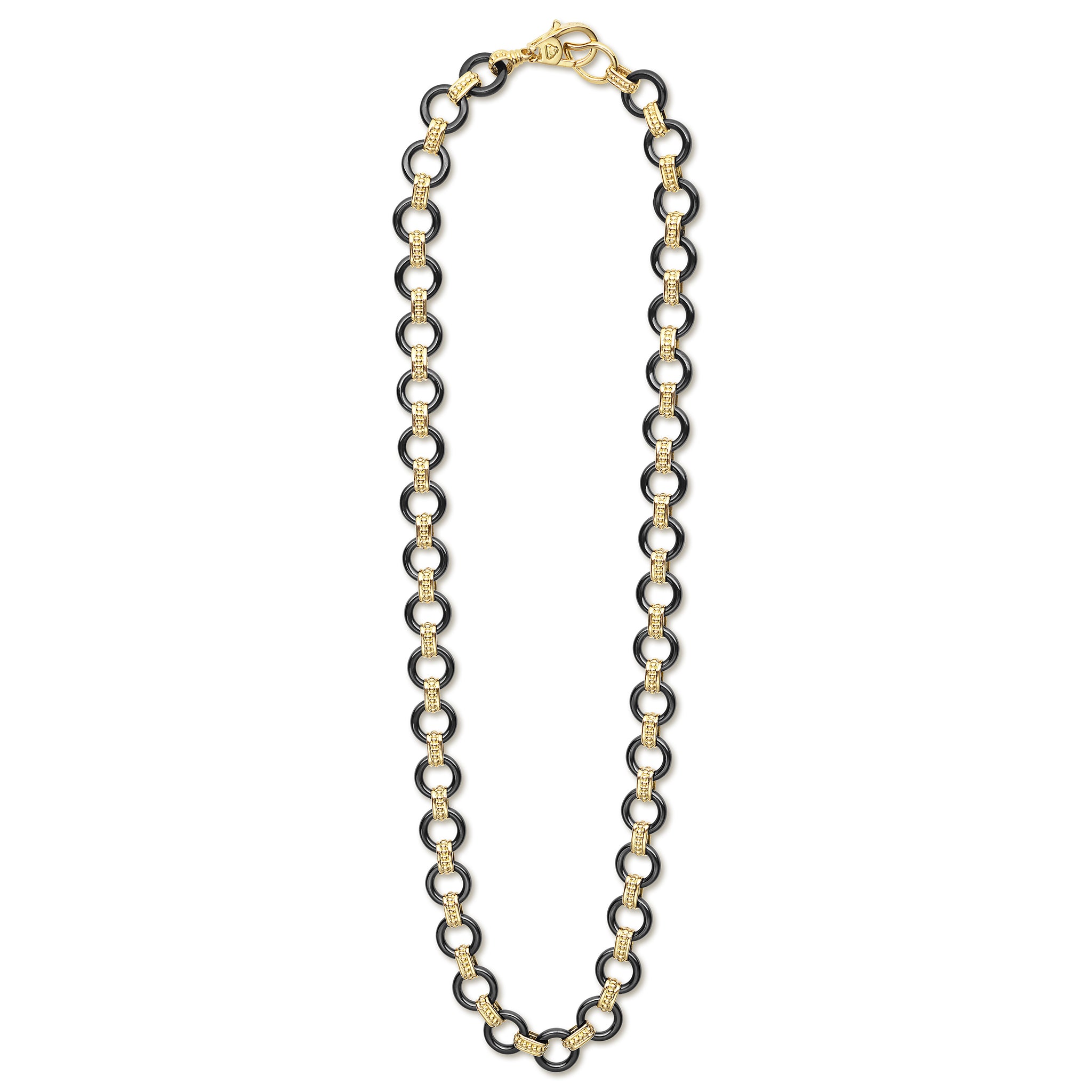 Caviar Gold 18K Gold Black Ceramic Circle Link Necklace