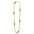 Caviar Gold Fluted Tiger Eye and 18K Gold Caviar Beaded Link Necklace