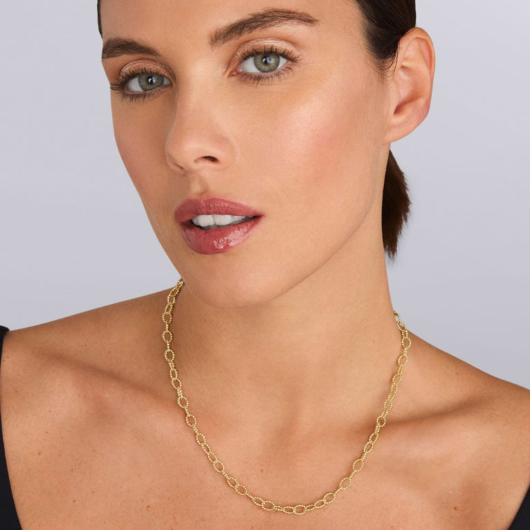 Caviar Gold 18K Gold Fluted Link Necklace