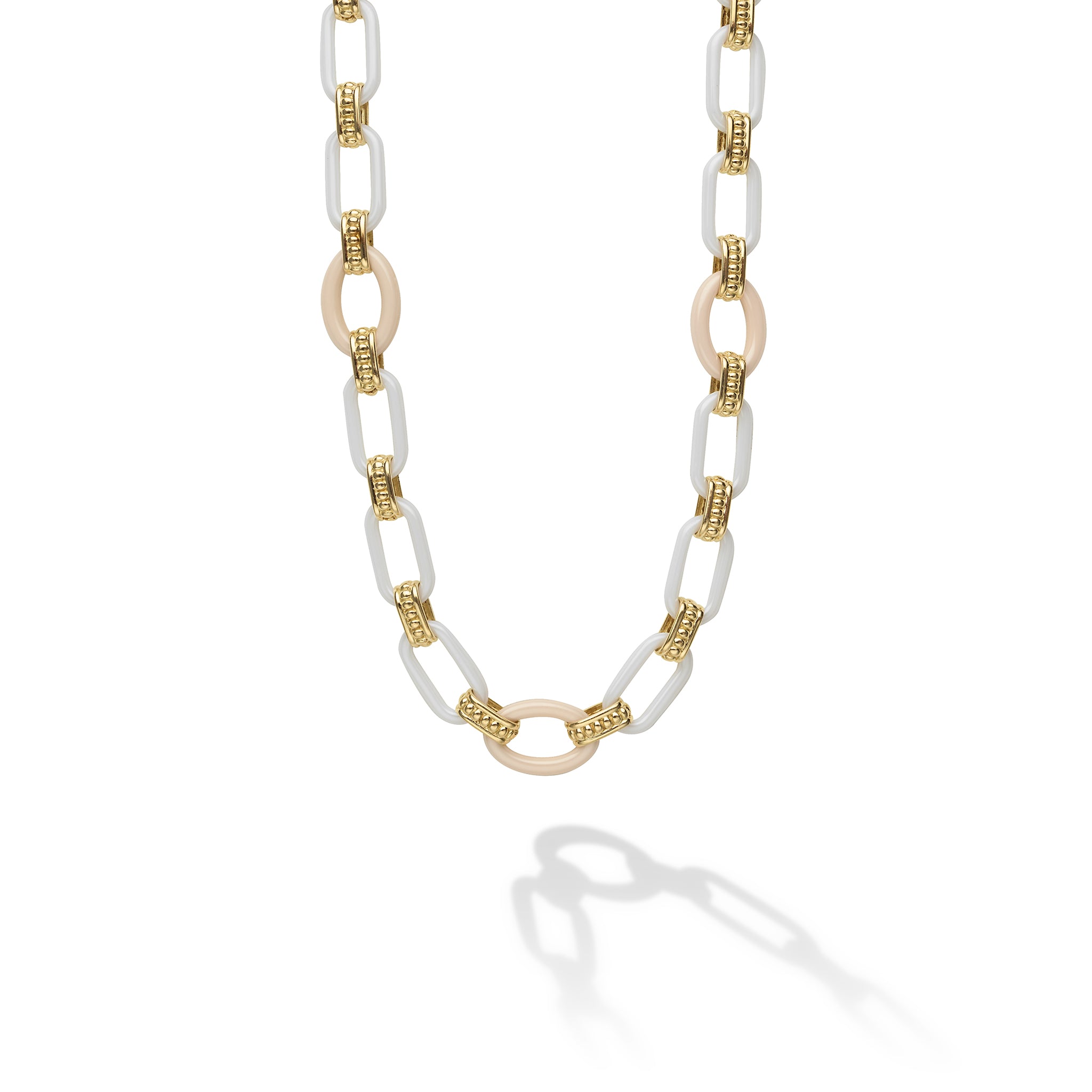 Caviar Color 18K Gold and White Ceramic Necklace