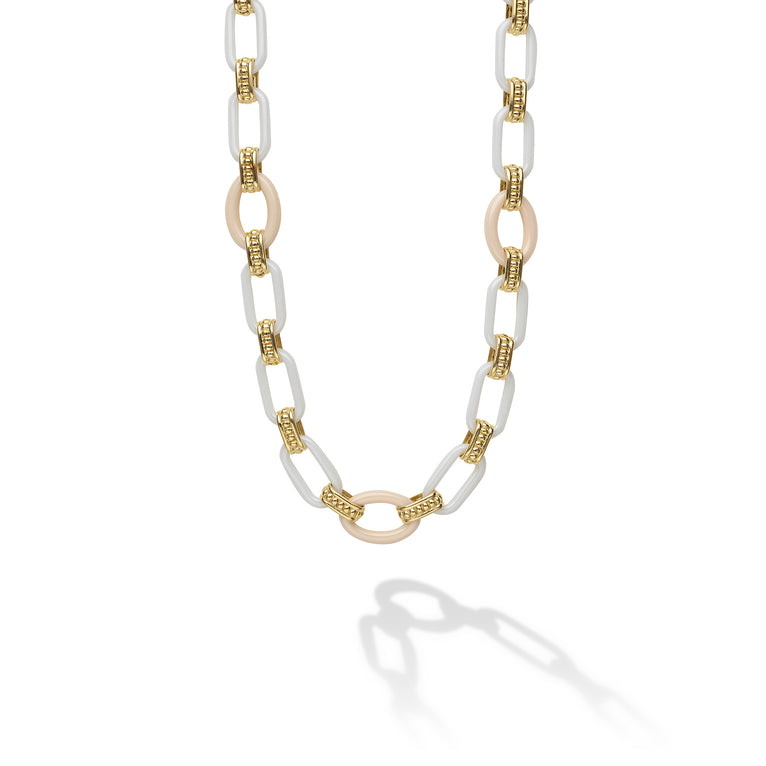 Caviar Color 18K Gold and White Ceramic Necklace