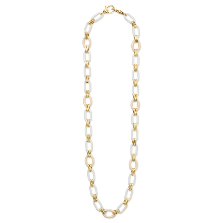 Caviar Color 18K Gold and White Ceramic Necklace