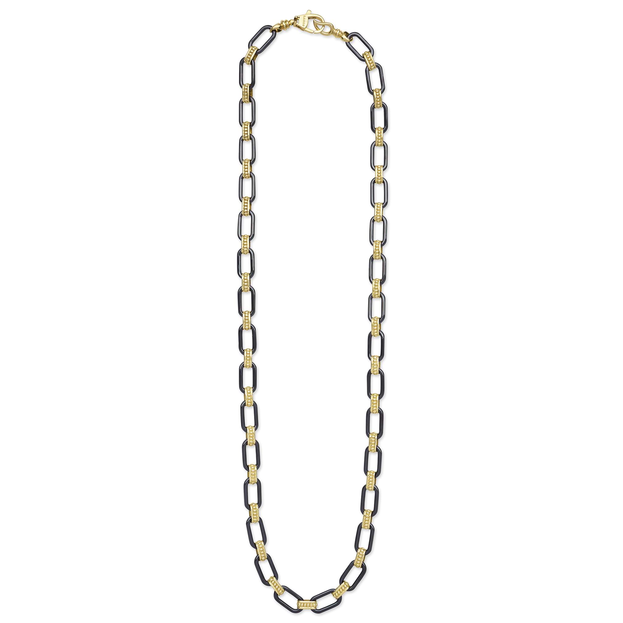 Caviar Color 18K Gold and Matte Black Ceramic Link Necklace