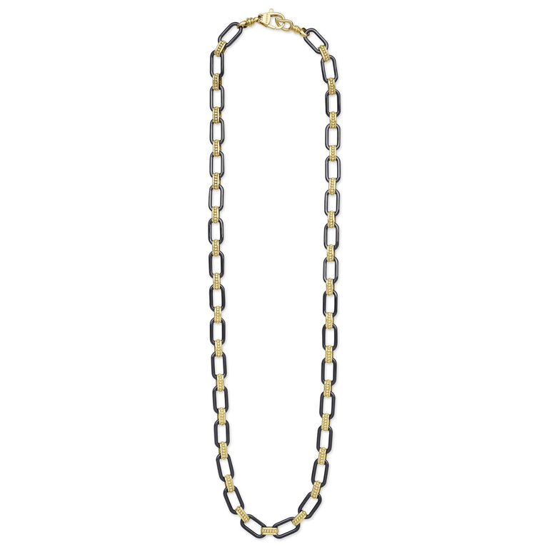Caviar Color 18K Gold and Matte Black Ceramic Link Necklace