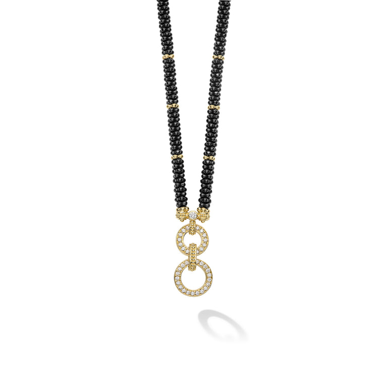 Black Caviar 18K Gold and Black Ceramic Circle Rope Necklace