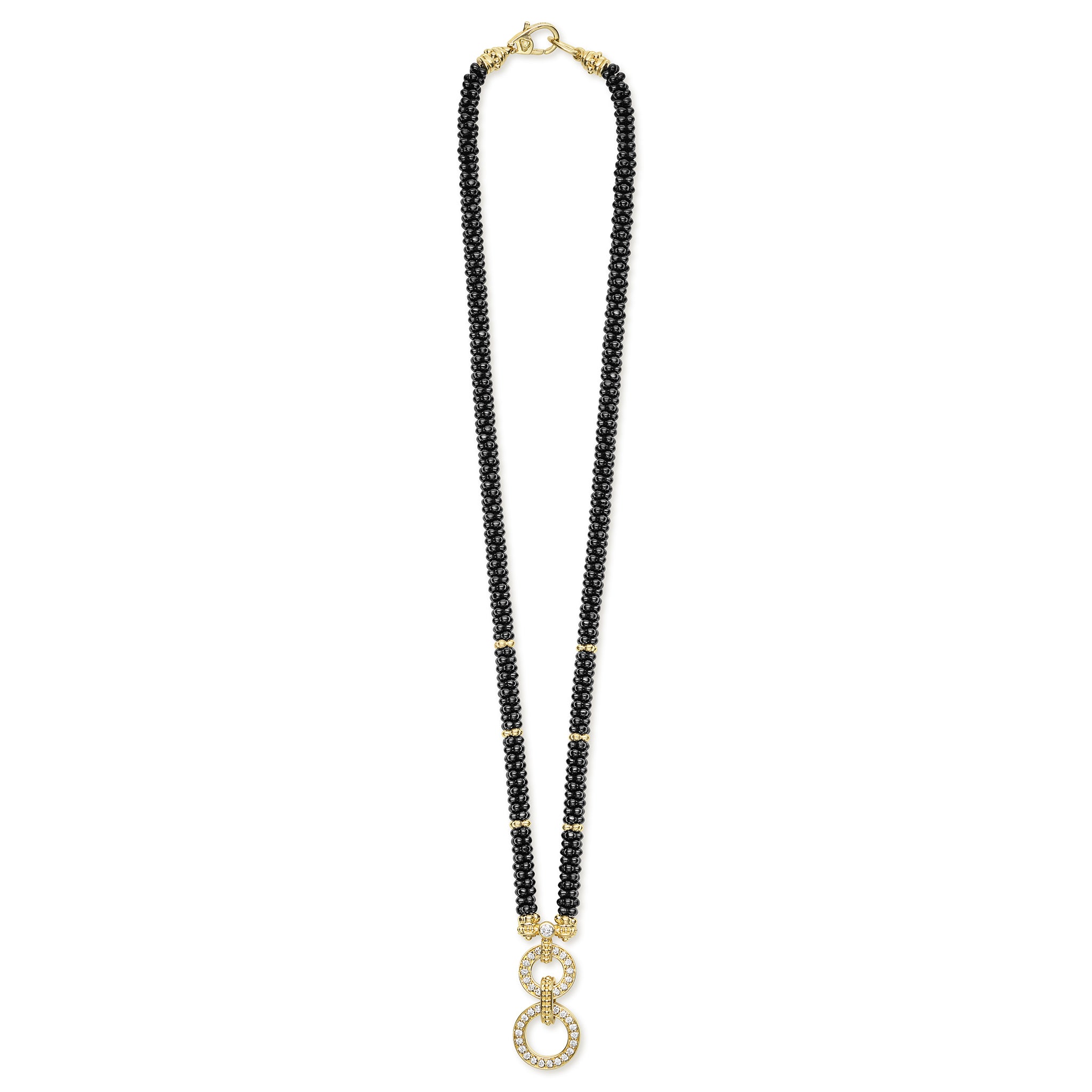 Black Caviar 18K Gold and Black Ceramic Circle Rope Necklace