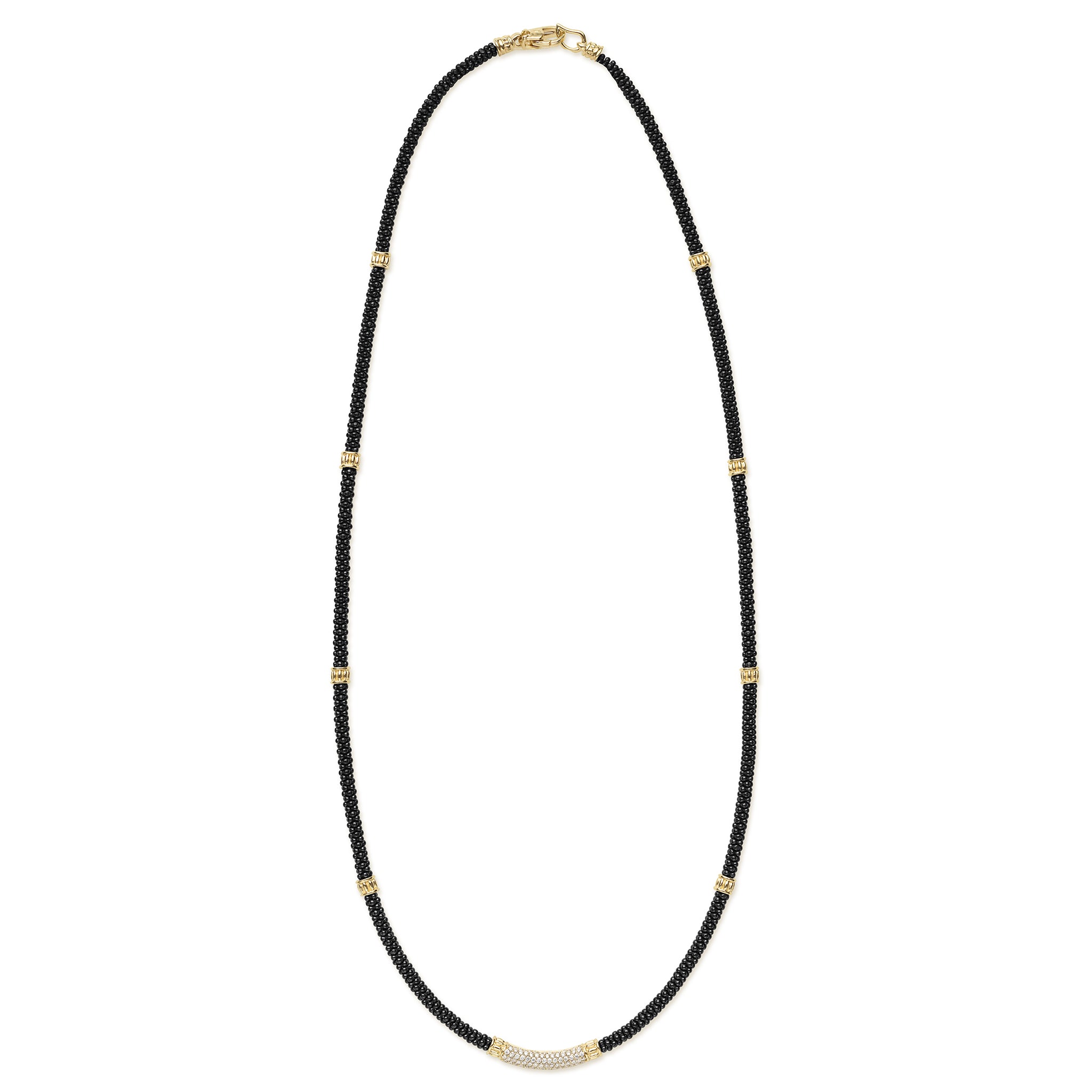 Black Caviar 18K Gold Black Ceramic and Diamond Station Rope Necklace