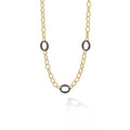 Caviar Gold and Black Ceramic Oval Link Necklace