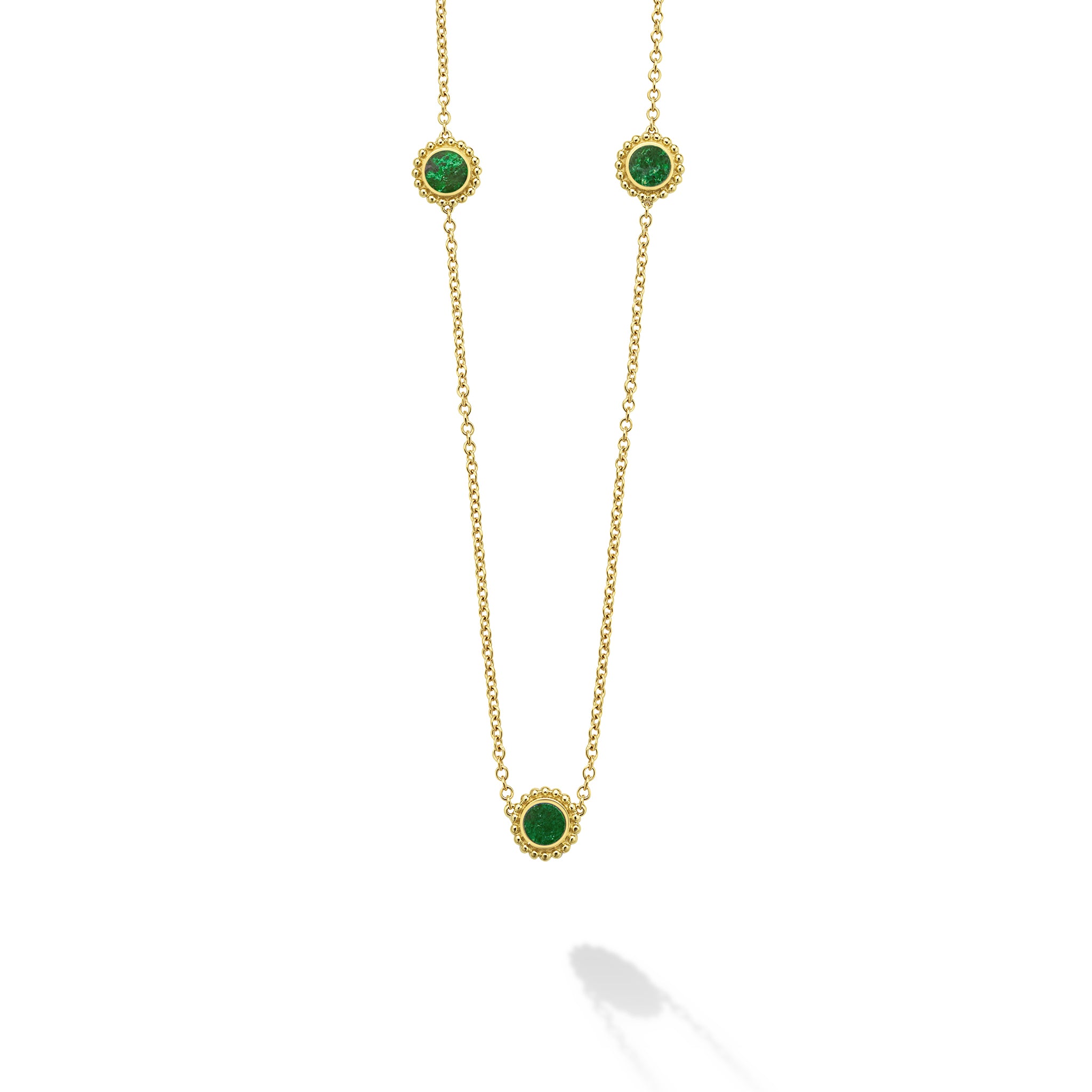 Covet 18K Gold Caviar Framed Jade Necklace