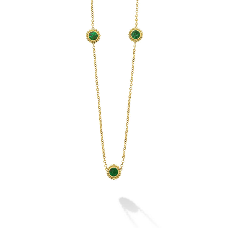 Covet 18K Gold Caviar Framed Jade Necklace