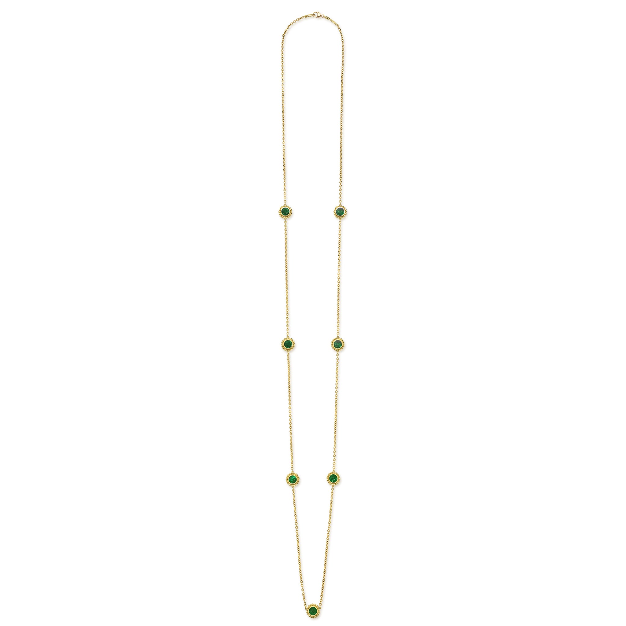 Covet 18K Gold Caviar Framed Jade Necklace