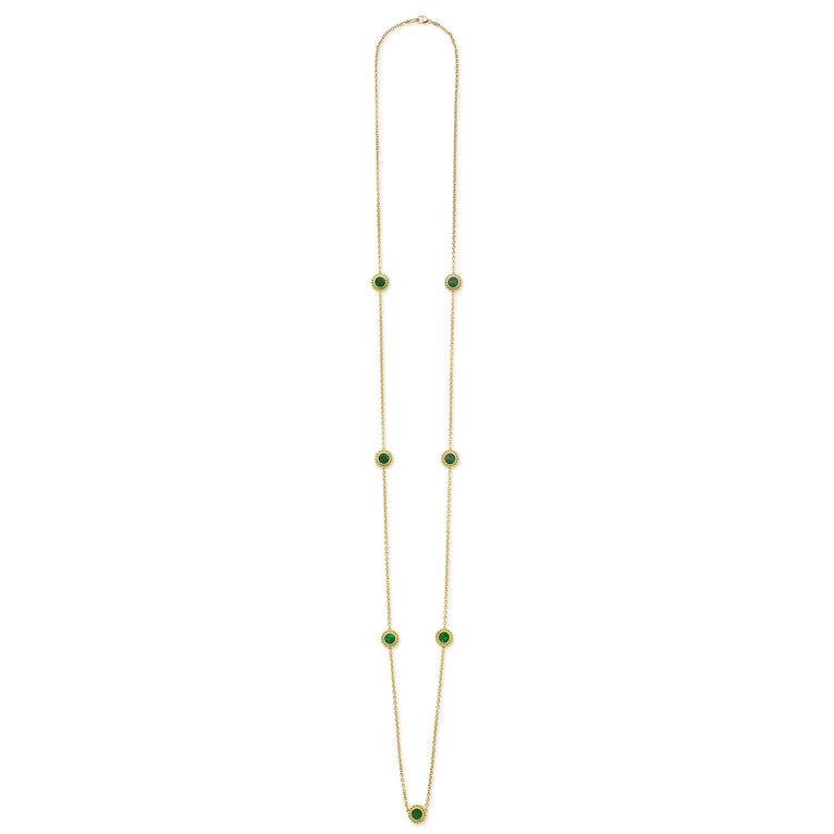Covet 18K Gold Caviar Framed Jade Necklace