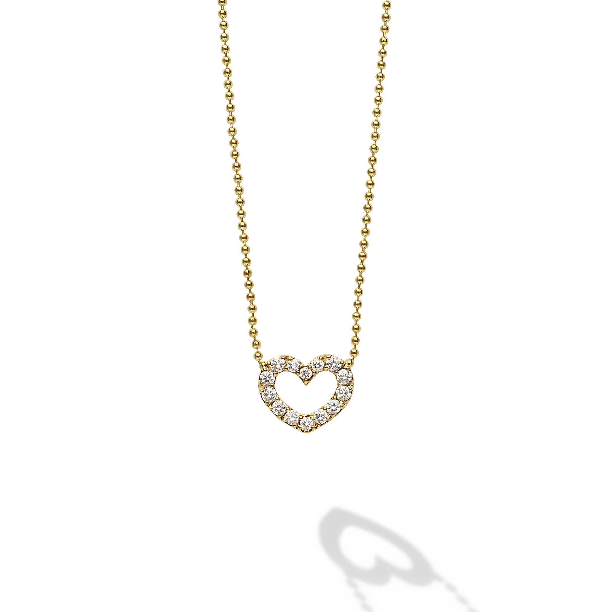 Caviar Gold 18K Gold Diamond Heart Pendant Necklace