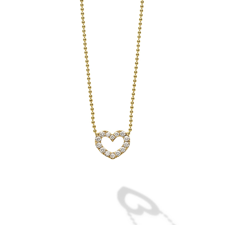 Caviar Gold 18K Gold Diamond Heart Pendant Necklace
