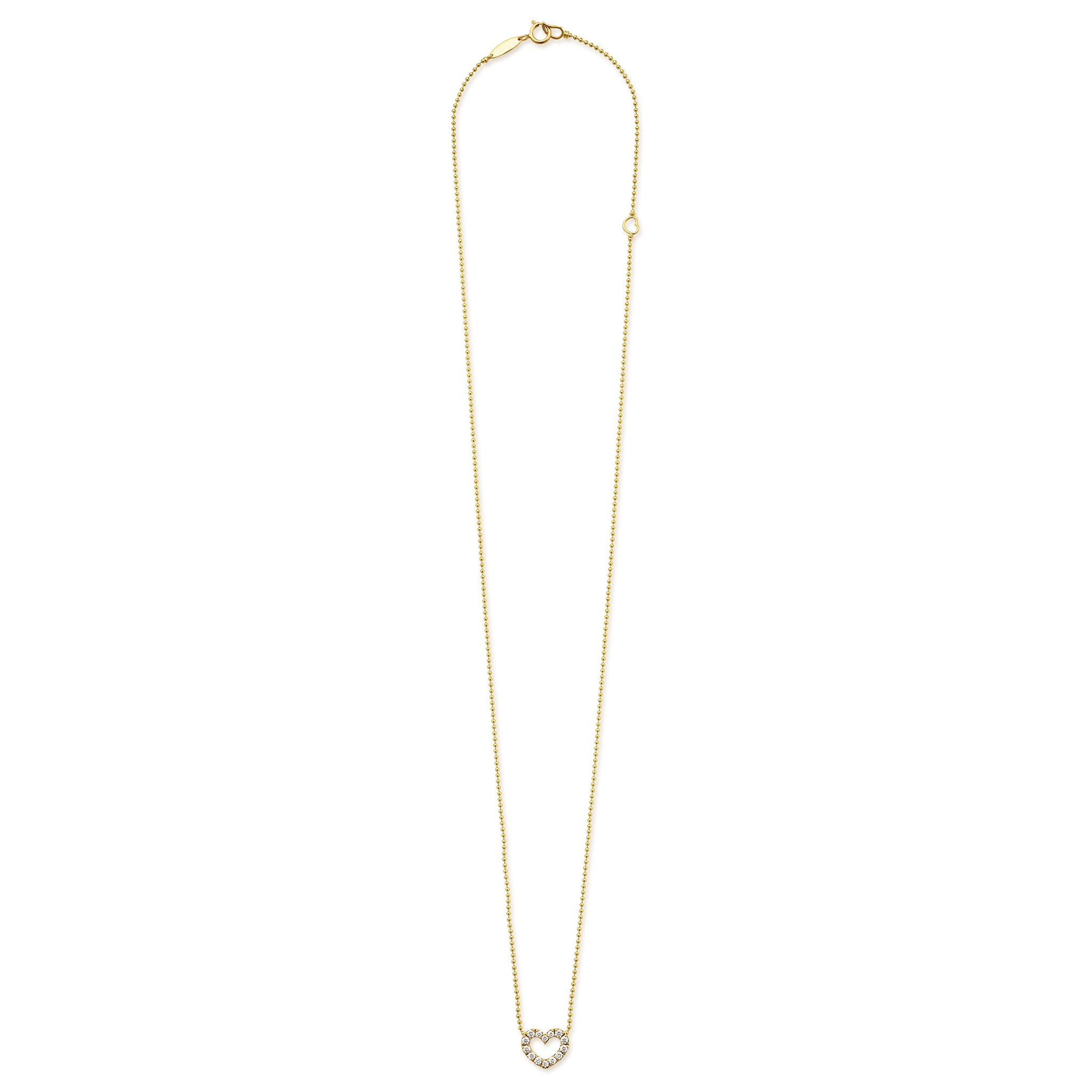Caviar Gold 18K Gold Diamond Heart Pendant Necklace