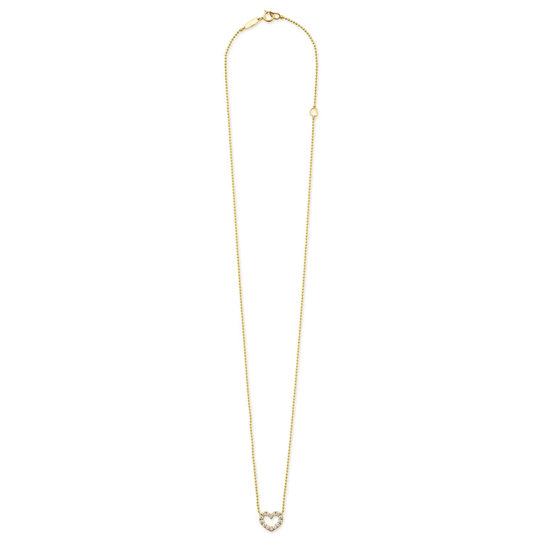 Caviar Gold 18K Gold Diamond Heart Pendant Necklace