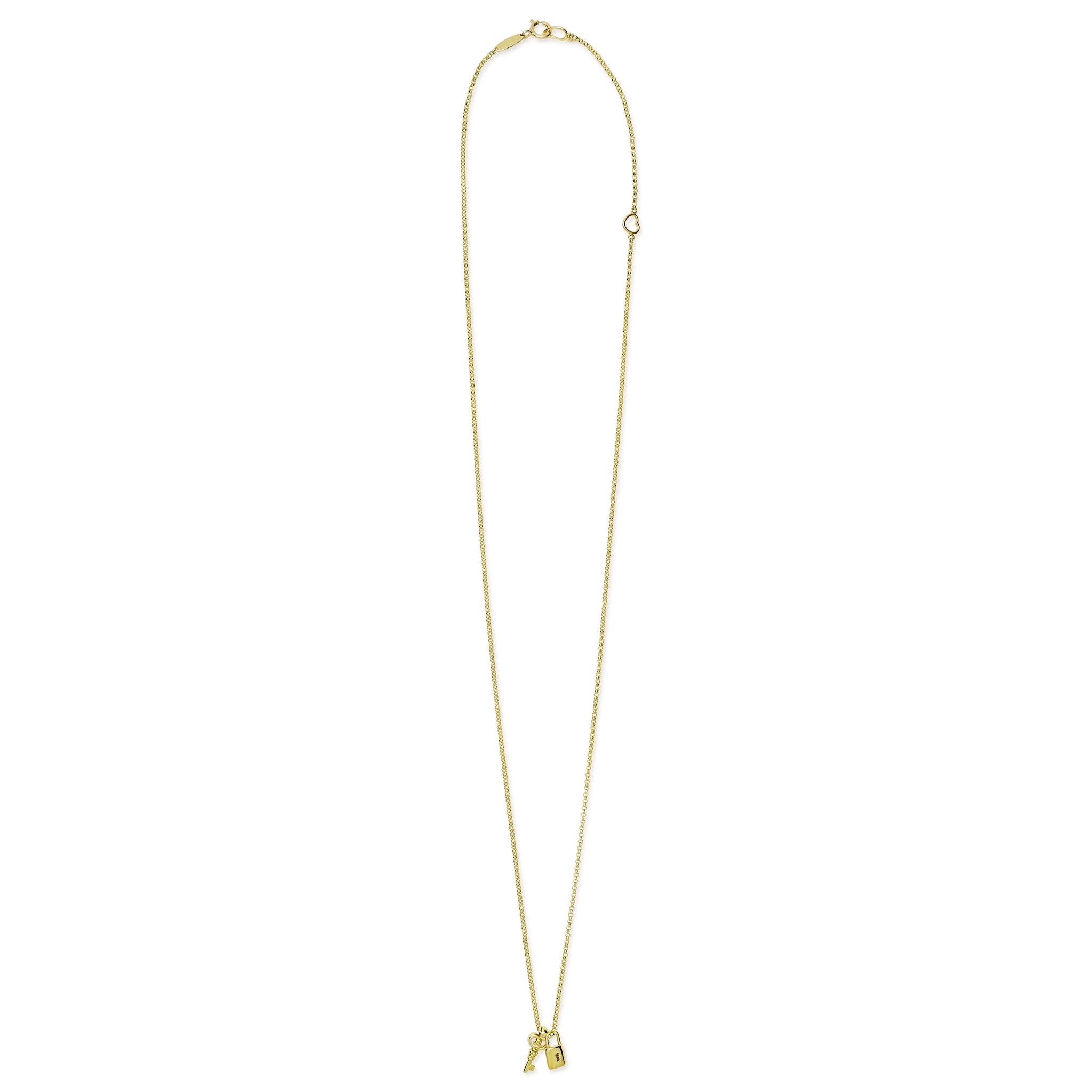Caviar Gold 18K Gold Mini Lock and Key Pendant Necklace