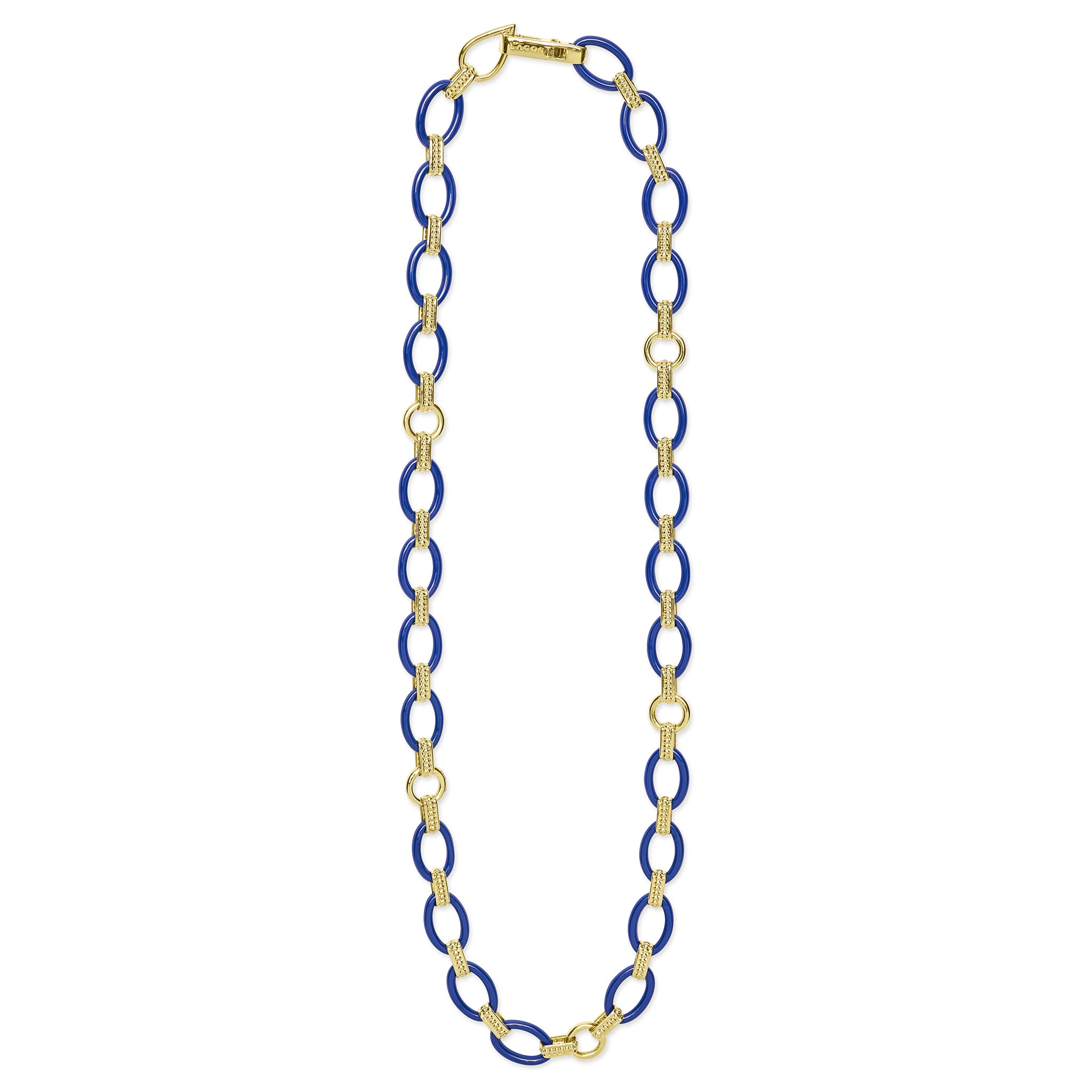 Caviar Color 18K Gold and Meridian Ceramic Oval Link Necklace