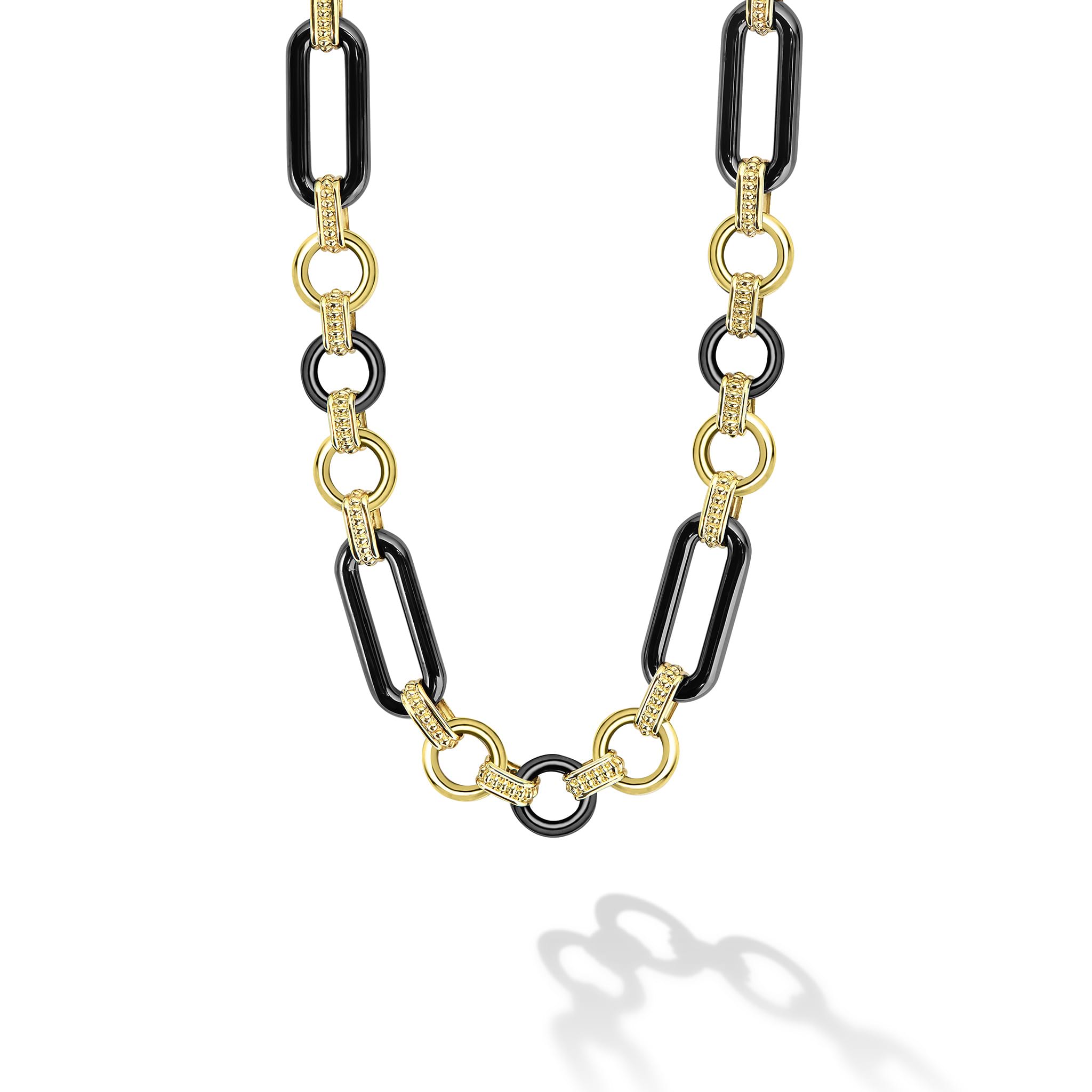 Studio 18K Gold Black Ceramic Tassel Link Necklace