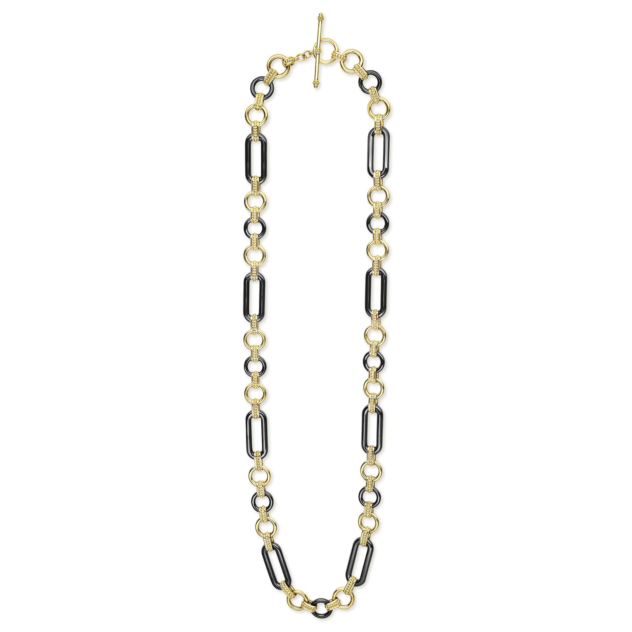 Studio 18K Gold Black Ceramic Tassel Link Necklace