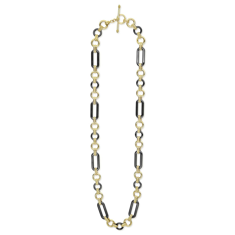Studio 18K Gold Black Ceramic Tassel Link Necklace
