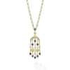 18K gold, diamonds and blue sapphire gemstones form this couture drop necklace. LAGOS diamonds are the highest quality natural stones.