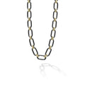 18K gold variations of Caviar beading & black ceramic form this bold link necklace.