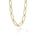 18K gold oval flutes form this link necklace finished with a toggle clasp.