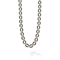 18K gold matte black ceramic oval link necklace with Caviar beaded links and lobster clasp, 7 mm width, 20–24 inch