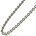 18K gold matte black ceramic oval link necklace with Caviar beaded links and lobster clasp, 7 mm width, 20–24 inch