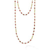 18K gold stations surrounded by rhodolite garnet gemstones and Caviar beading form this chain necklace.