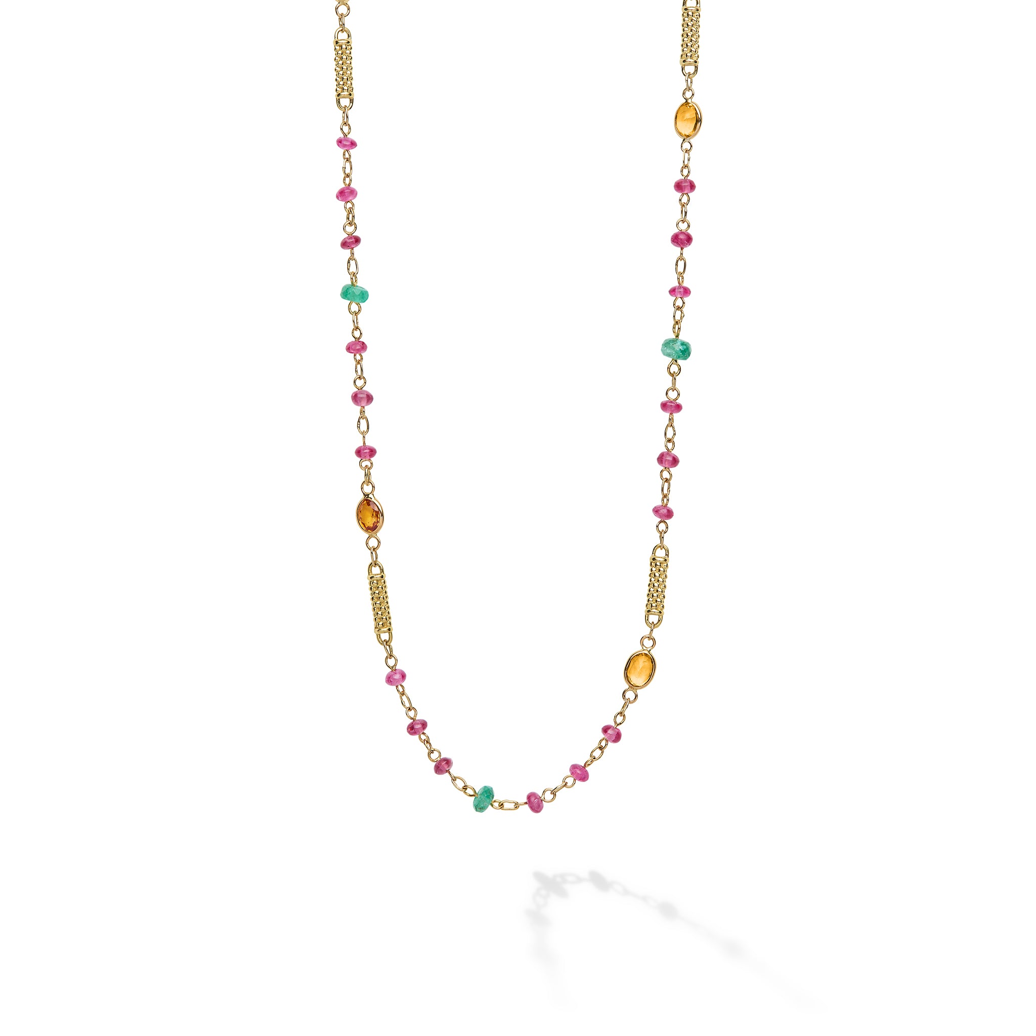 Caviar Gold 18K Gold Orange Sapphire Necklace