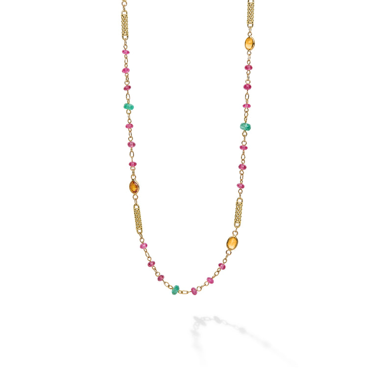 Caviar Gold 18K Gold Orange Sapphire Necklace
